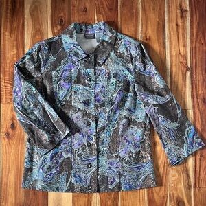 Additions by Chico's paisley print button-front blazer jacket - size 1